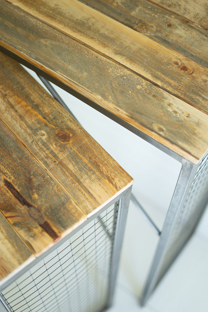 Set of 2 Recycled wood & metal console tables - The Nifty Decor
