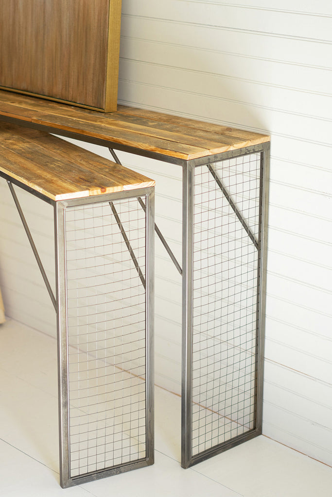 Set of 2 Recycled wood & metal console tables - The Nifty Decor