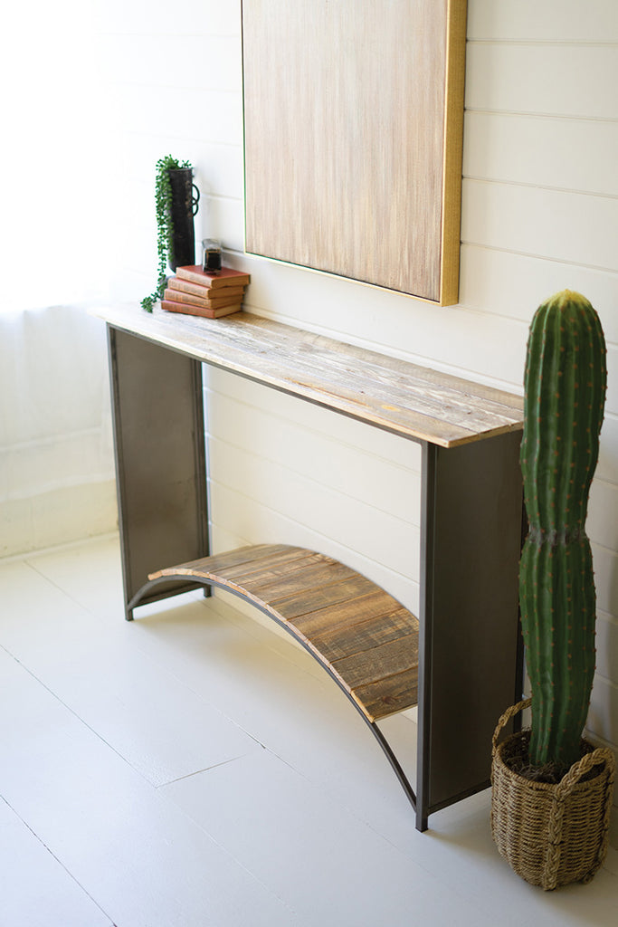 Recycled table with arched lower detail - The Nifty Decor