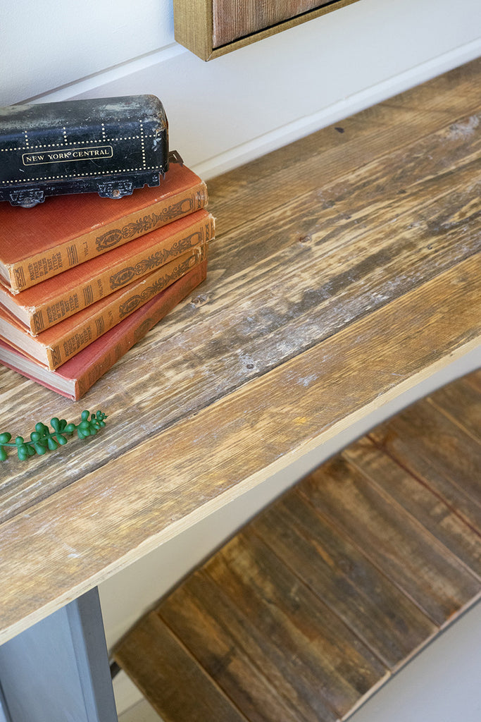 Recycled table with arched lower detail - The Nifty Decor