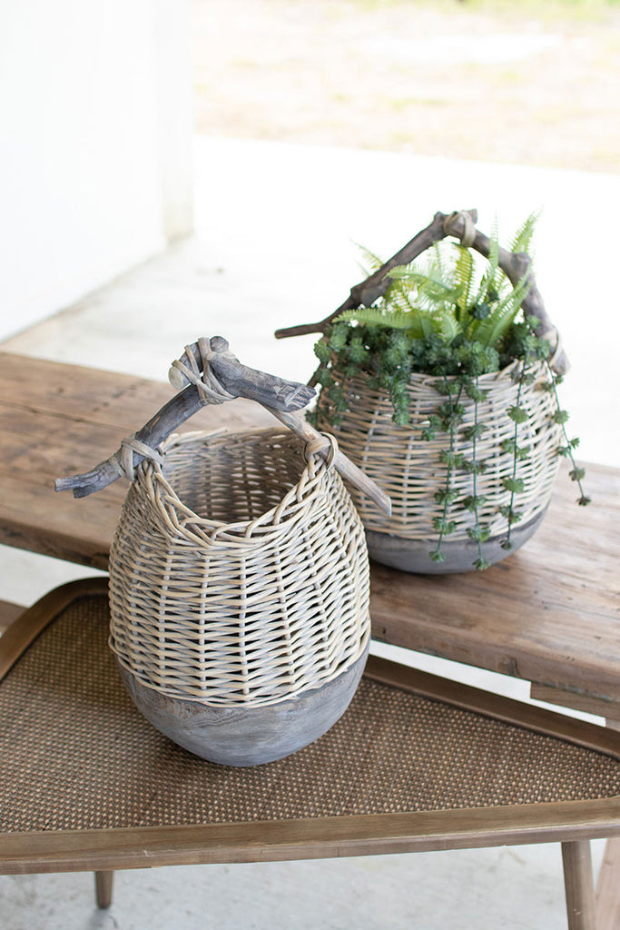 Wood & willow baskets, set of 2 - The Nifty Decor