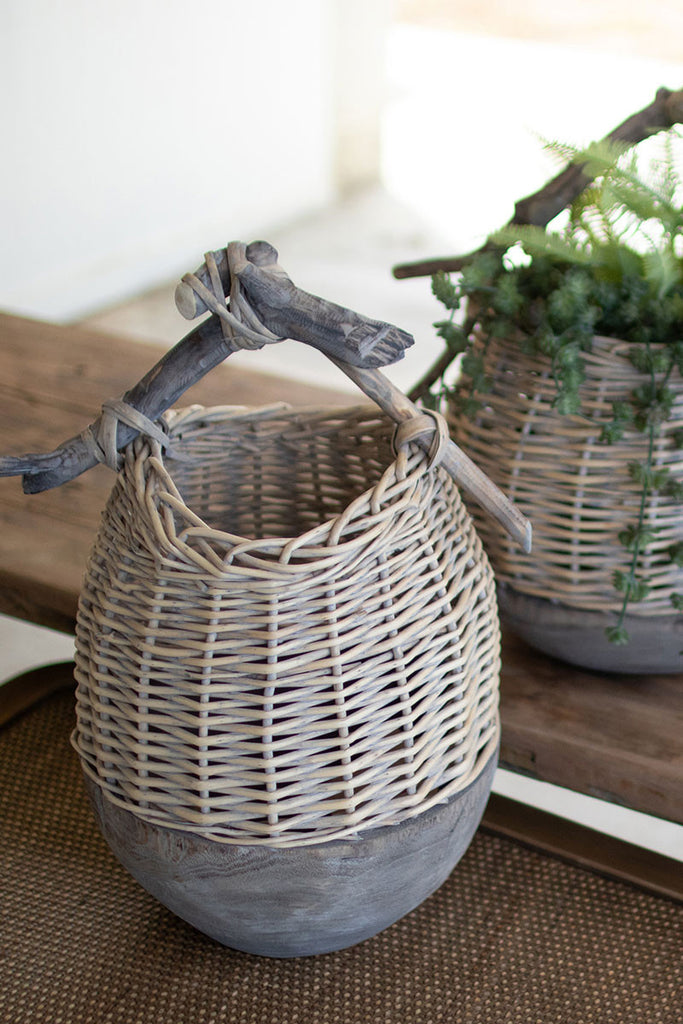 Wood & willow baskets, set of 2 - The Nifty Decor