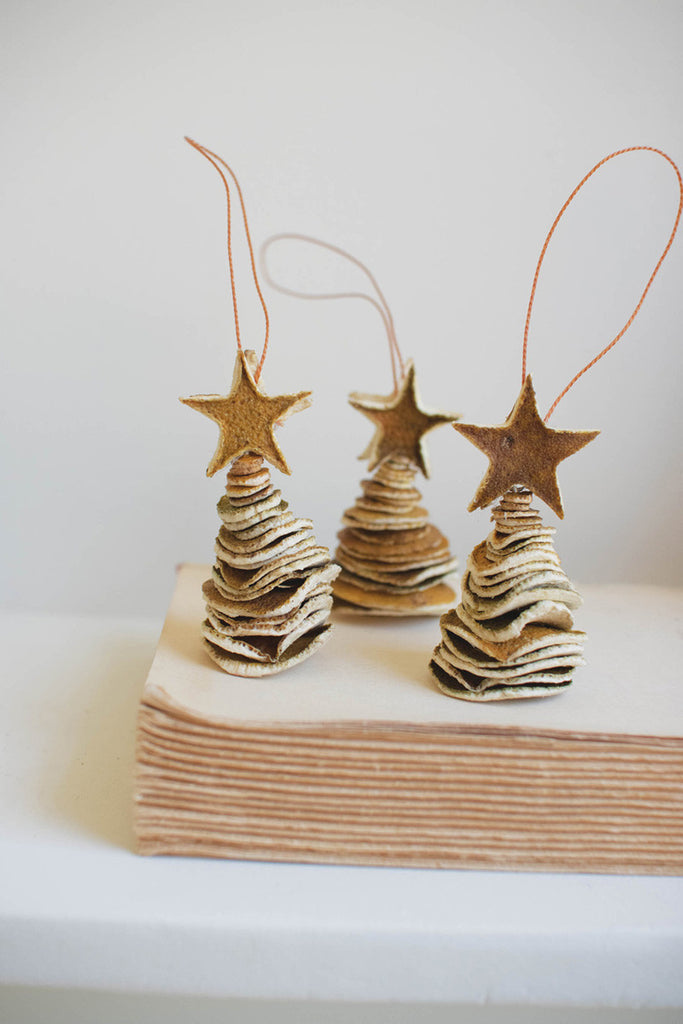 Set of 3 dried orange peel christmas tree ornaments - Bombay Mercantile