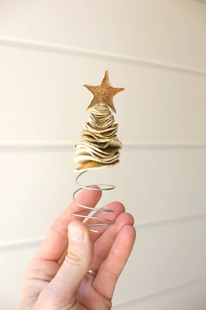 Dried orange peel christmas tree wine topper - Bombay Mercantile