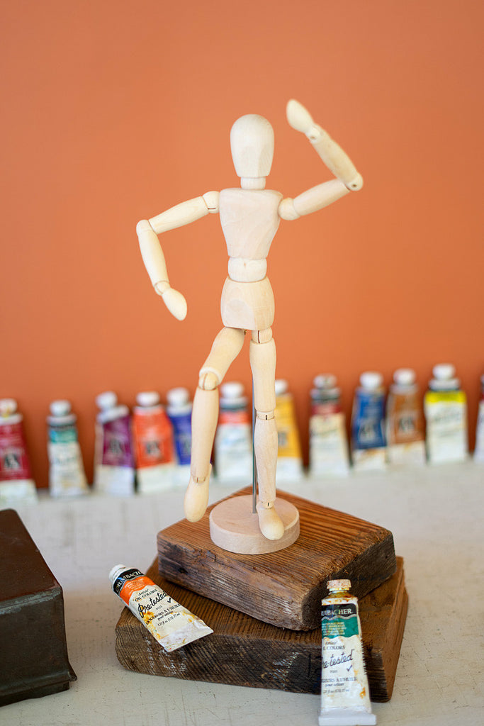 Small wooden human artists' mannequin - Bombay Mercantile