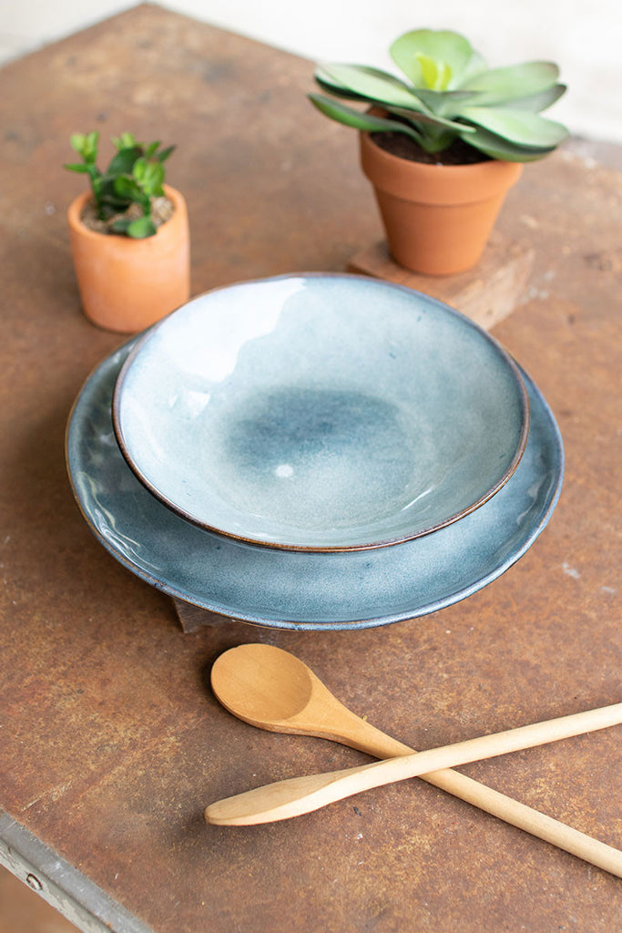 Blue plate and bowl, set of 2 - The Nifty Decor