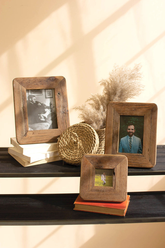 Set of 3 recycled wood photo frames - Bombay Mercantile