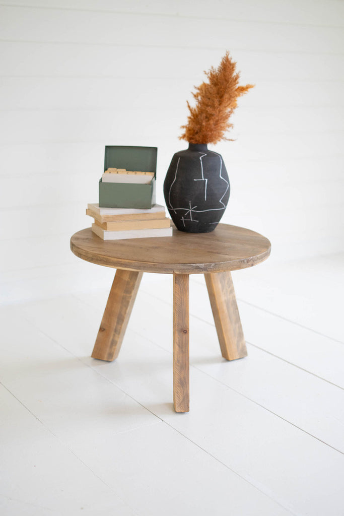 Round wooden side table - Bombay Mercantile