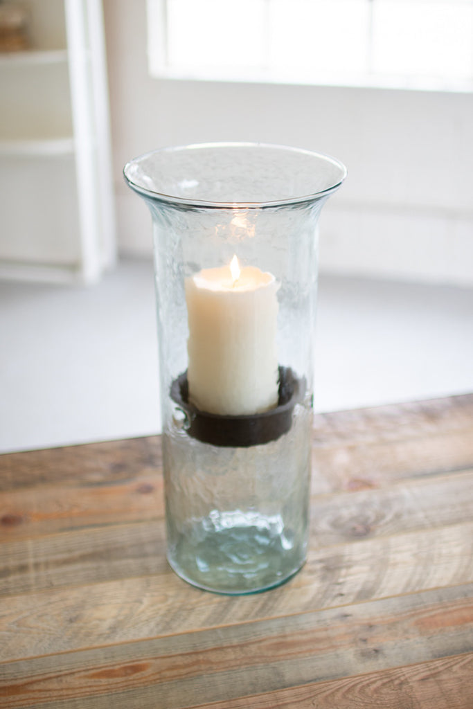 Mini glass candle cylinders with rustic insert - The Nifty Decor