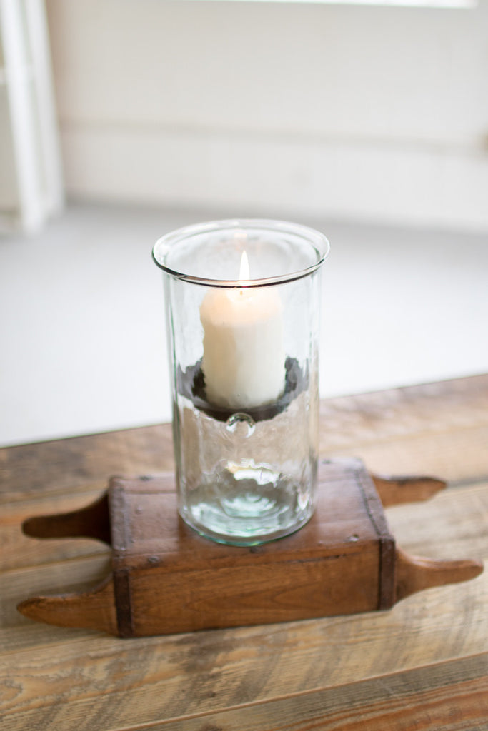 Mini glass candle cylinders with rustic insert - The Nifty Decor