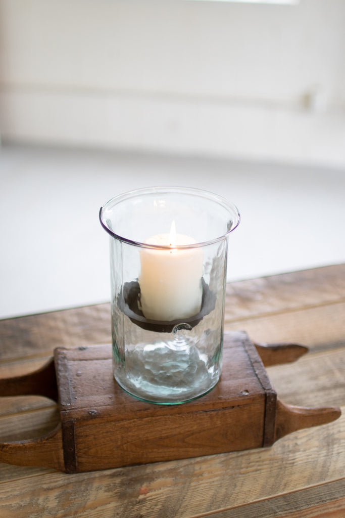 Mini glass candle cylinders with rustic insert - The Nifty Decor