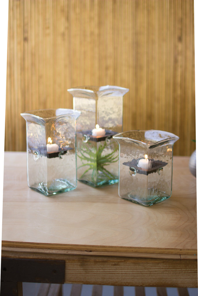 Square hurricanes with metal insert - The Nifty Decor