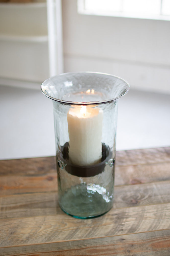 Original glass candle cylinder with rustic insert. - The Nifty Decor