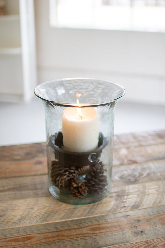 Original glass candle cylinder with rustic insert. - The Nifty Decor