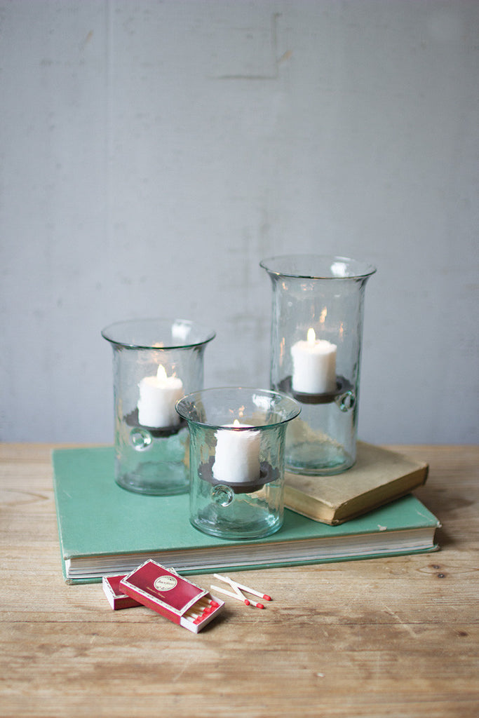 Recycled glass votive cylinders, set of 3 - The Nifty Decor