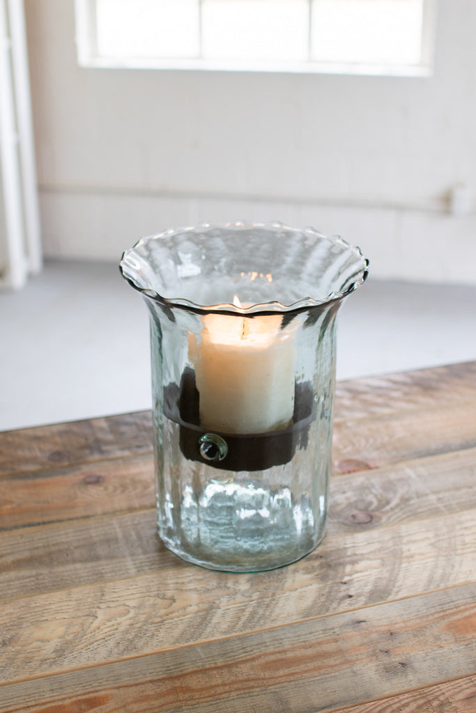 Medium glass cylinder with rustic insert - The Nifty Decor