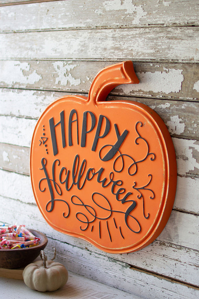 Happy halloween metal pumpkin - The Nifty Decor