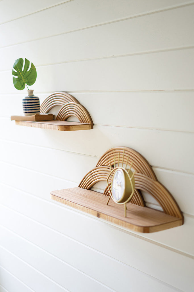 Set of 2 Shelves with arched cane detail - The Nifty Decor