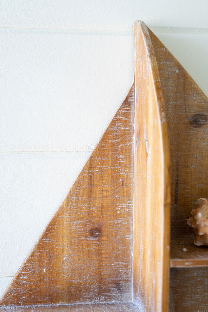 Wooden sailboat wall shelf - Bombay Mercantile