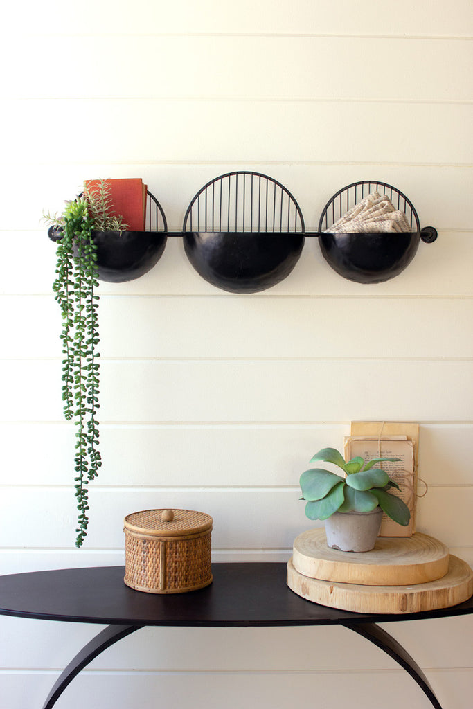 Three metal basket wall hanging - Bombay Mercantile