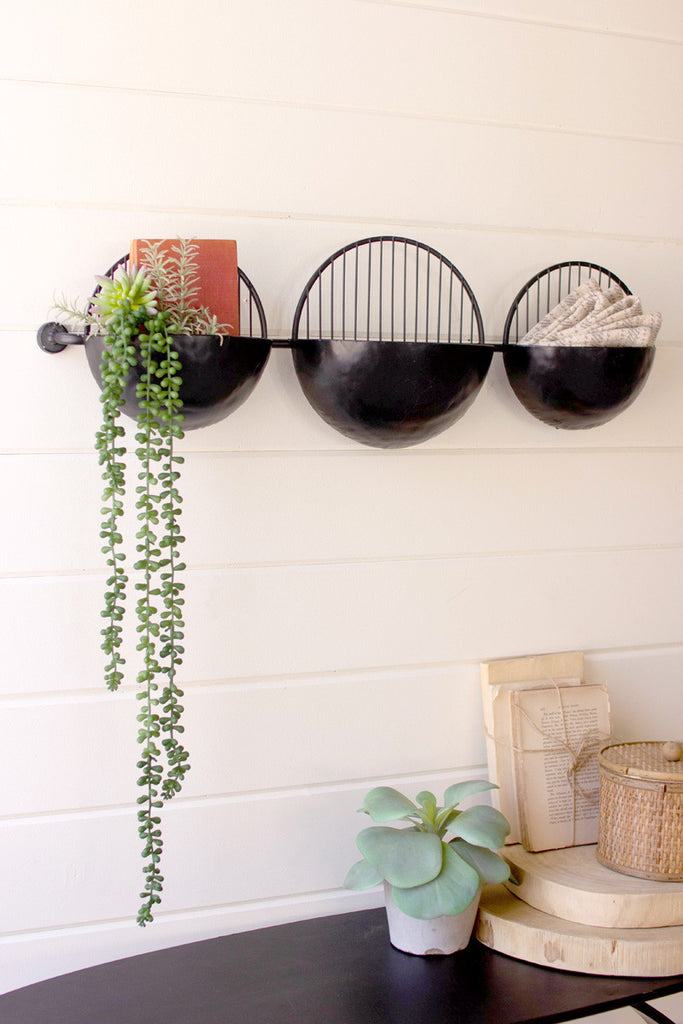 Three metal basket wall hanging - Bombay Mercantile