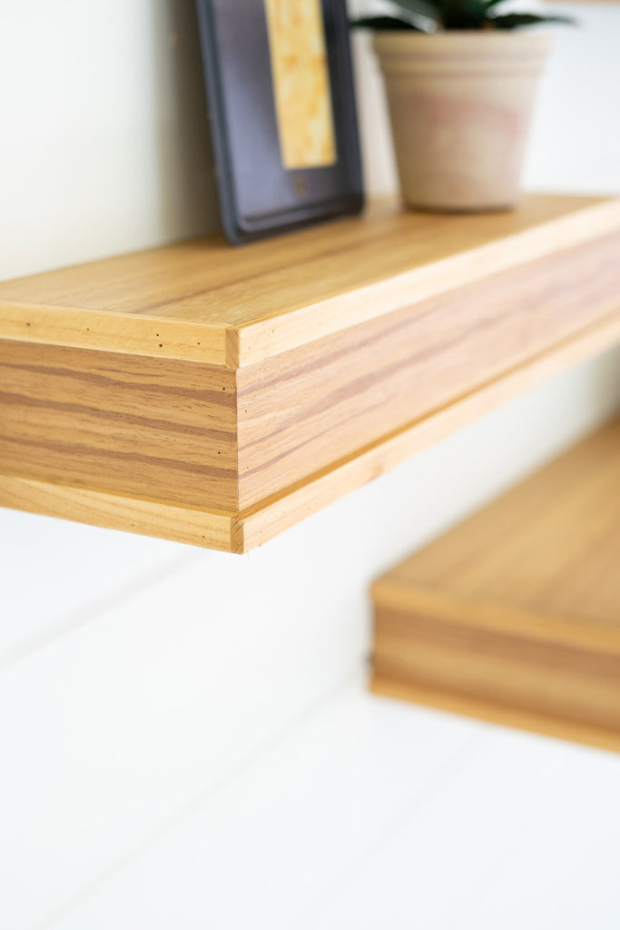 Set of 3 floating wooden shelves - Bombay Mercantile