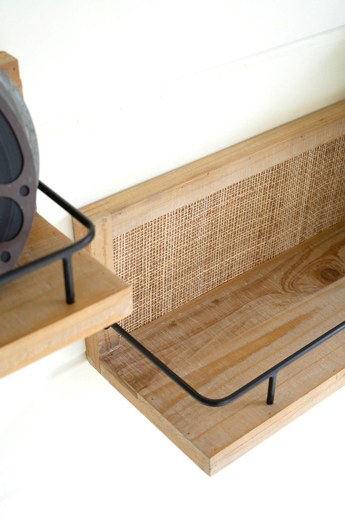 Set of 2 wood and metal wall shelves - Bombay Mercantile