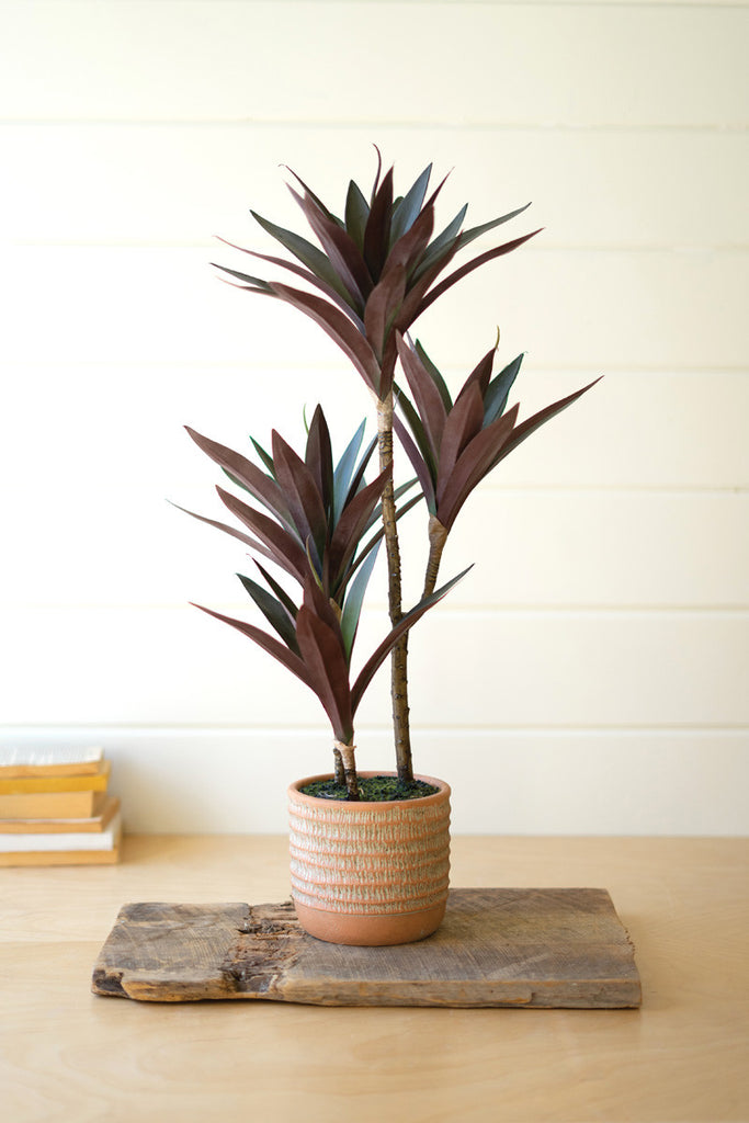 Artificial yucca plant with cement pot - Bombay Mercantile