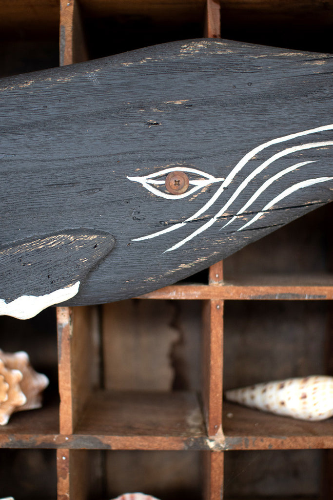 Wooden whale wall art - Bombay Mercantile