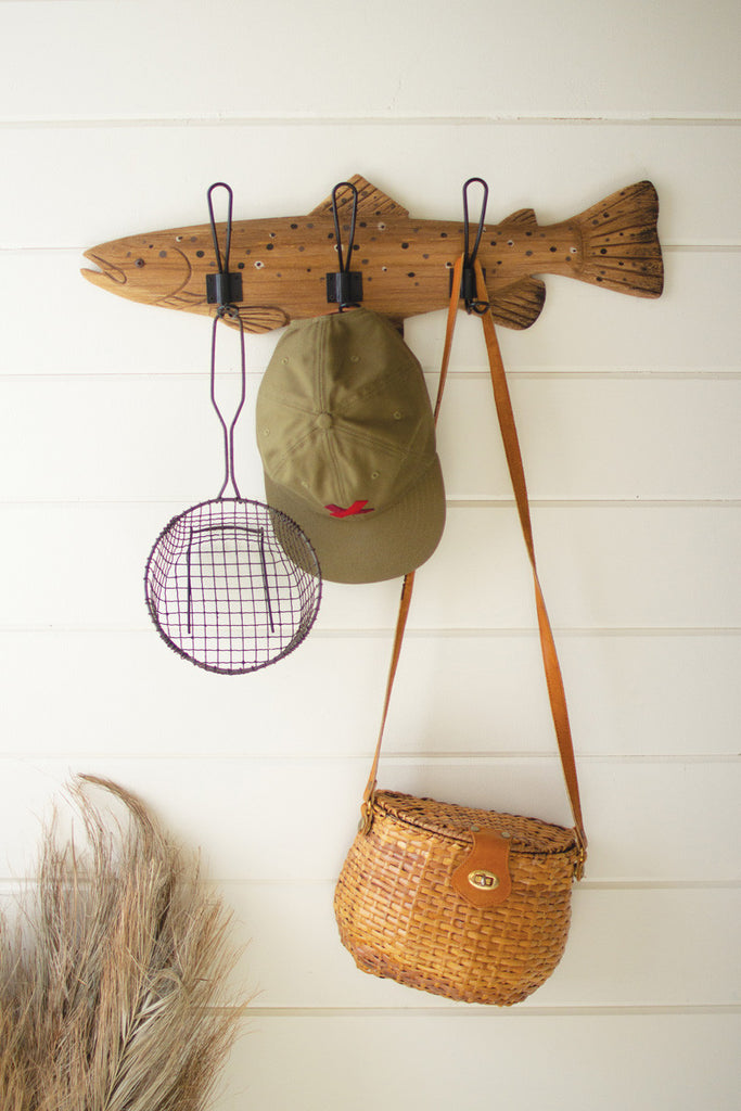 Wooden trout coat rack - Bombay Mercantile