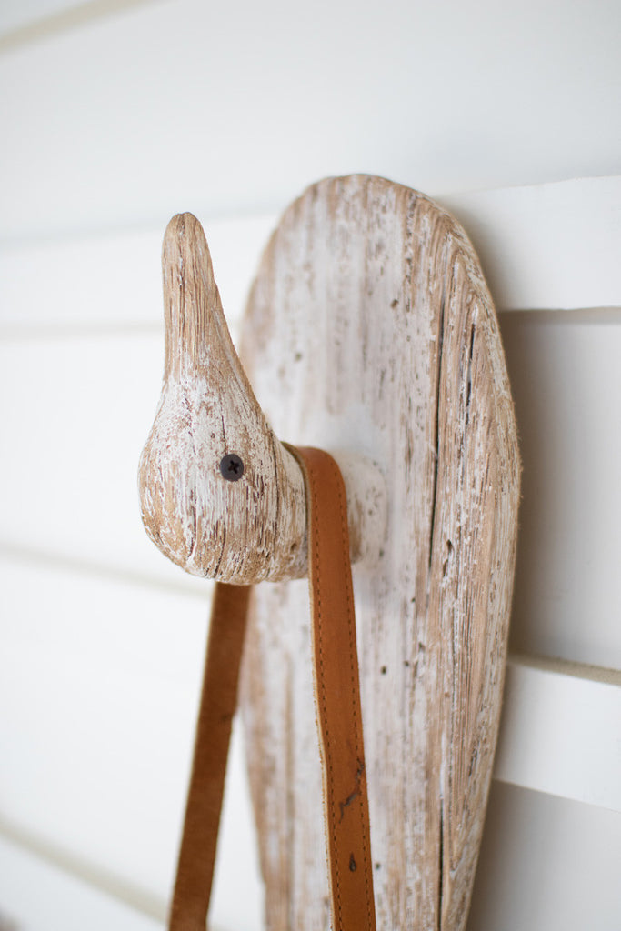 Carved wooden duck coat rack - Bombay Mercantile