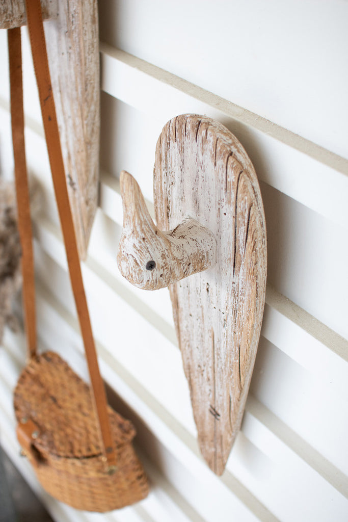 Carved wooden duck coat rack - Bombay Mercantile