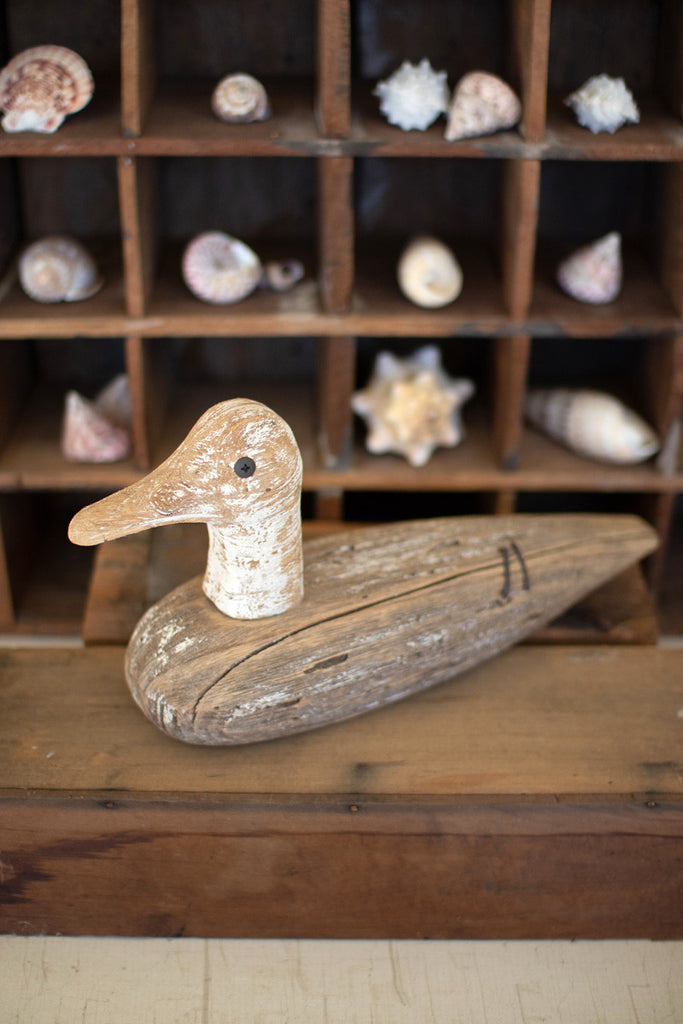 Carved wooden duck sculpture - Bombay Mercantile