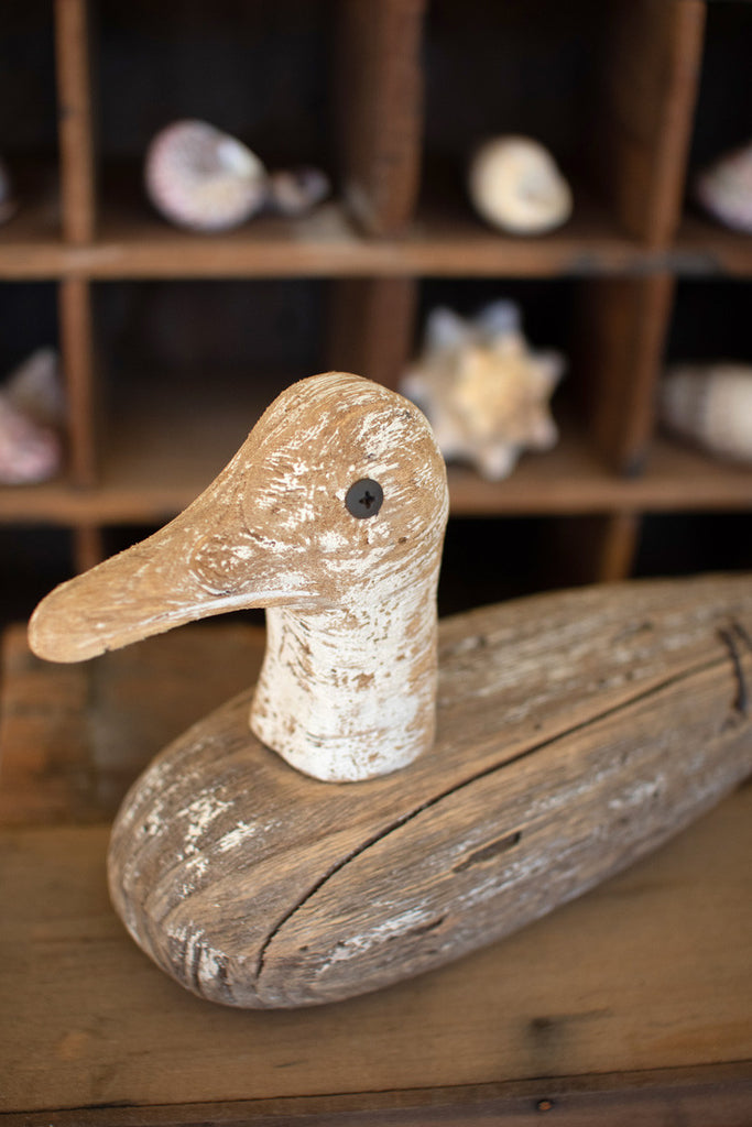 Carved wooden duck sculpture - Bombay Mercantile