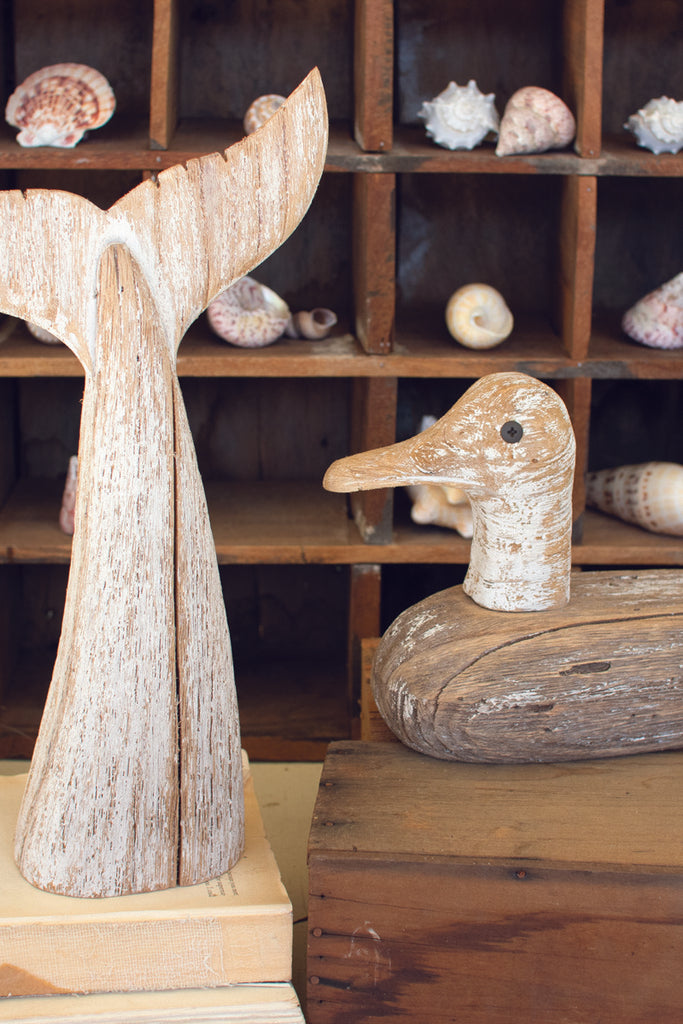 Carved wooden duck sculpture - Bombay Mercantile