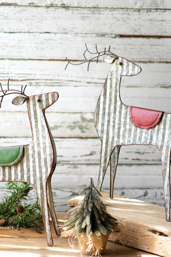 Corrugated metal reindeer, set of 2 - The Nifty Decor