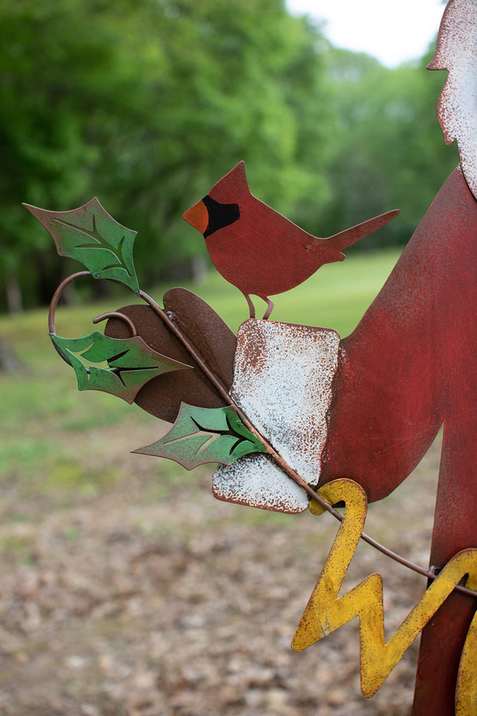 Painted metal welcome Santa yard art - The Nifty Decor