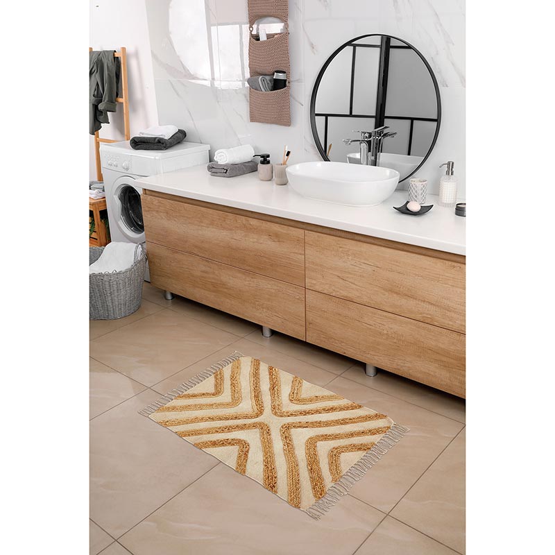 Cotton & Jute Embellished Rug - Bombay Mercantile