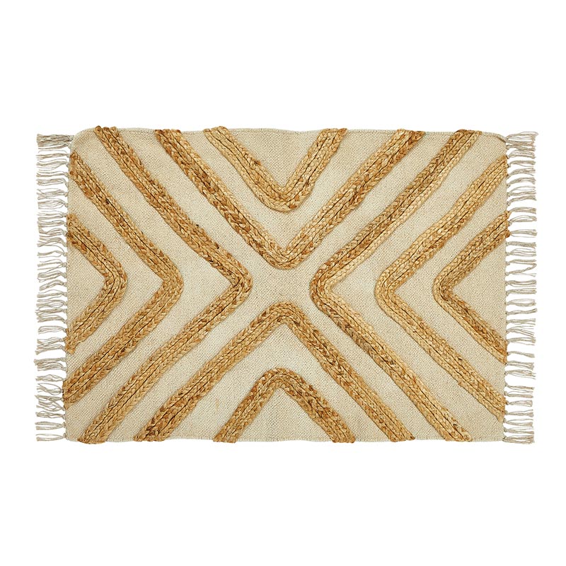 Cotton & Jute Embellished Rug - Bombay Mercantile