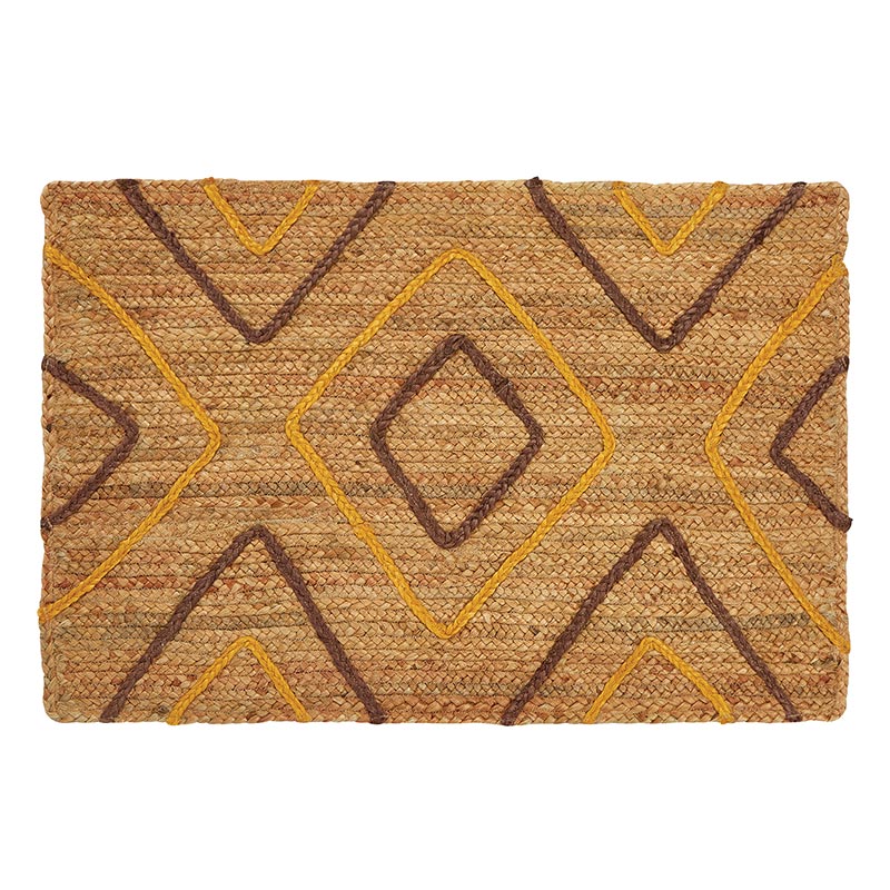 Abstract Embellished Jute Rug - Bombay Mercantile