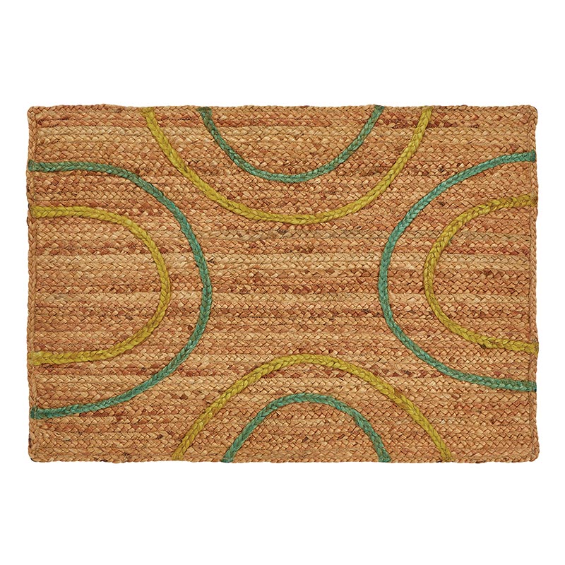 Blue/Green Patterned Jute Rug - Bombay Mercantile