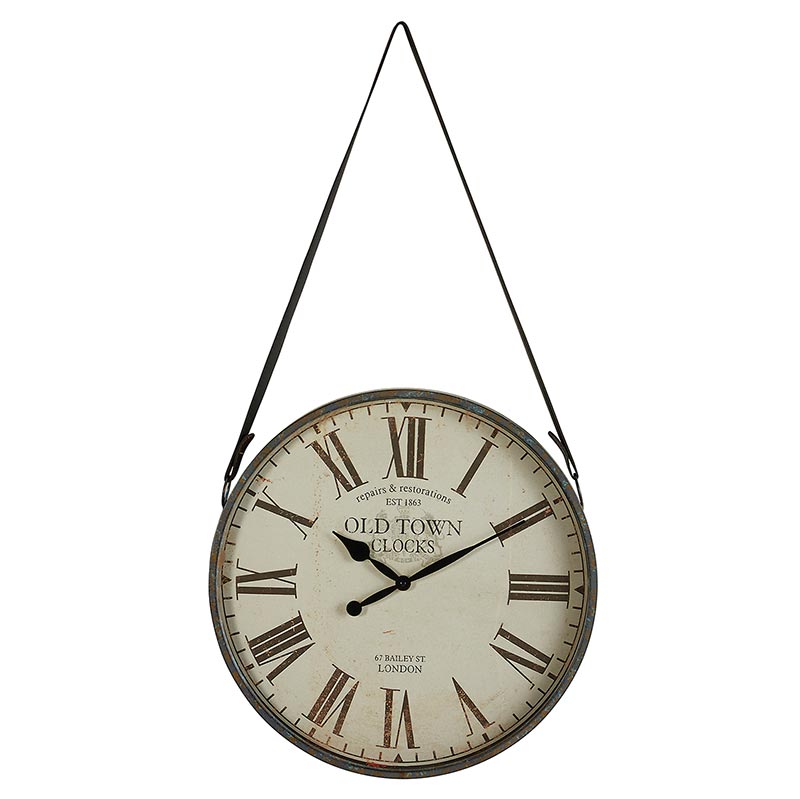 Antique Wall Clock With Strap - Bombay Mercantile