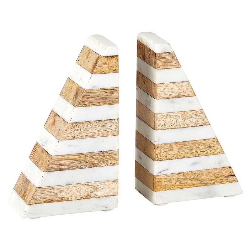 Marble And Wood Bookend - Bombay Mercantile