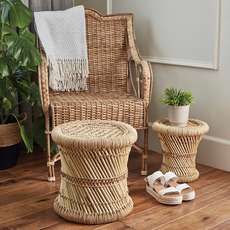 Bamboo Stool - Set of 2 - Bombay Mercantile