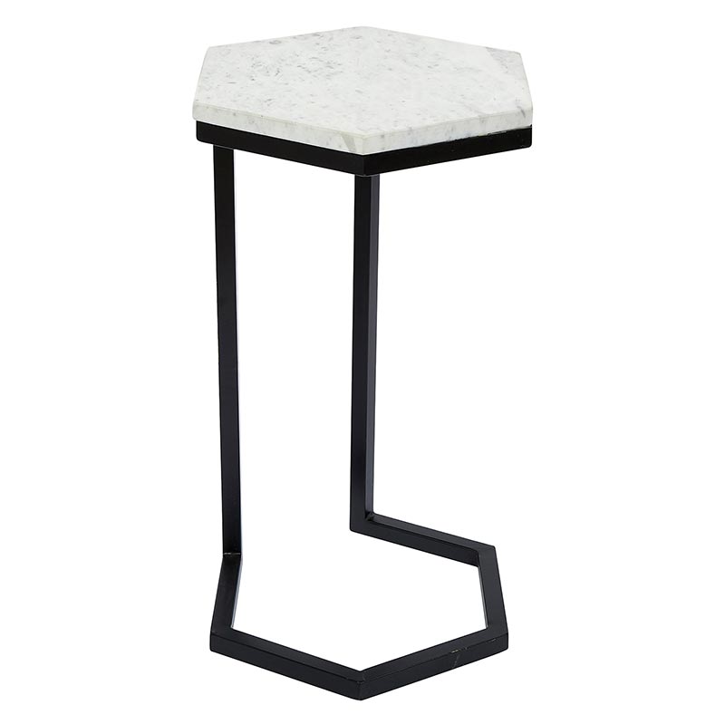 Hexagon Marble Side Table - Bombay Mercantile