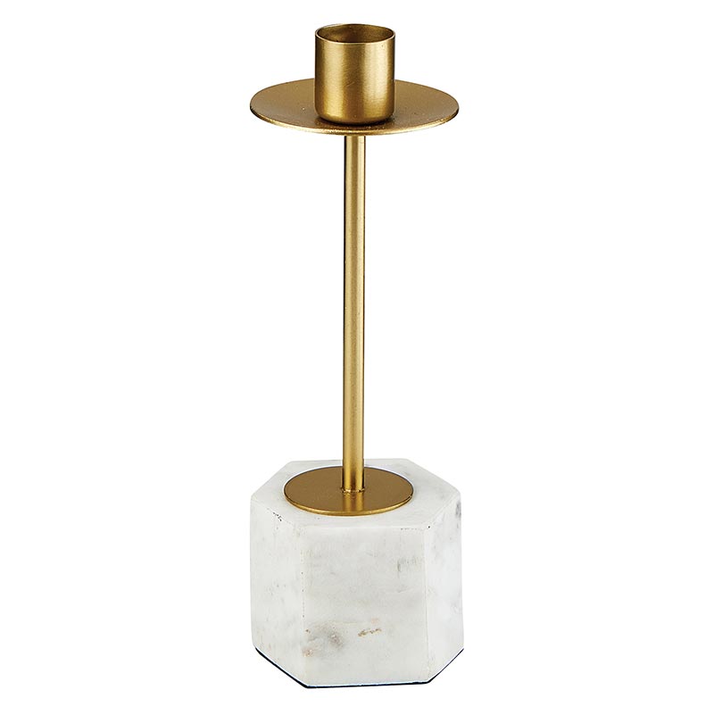 Gold Marble Candle Holder - Bombay Mercantile