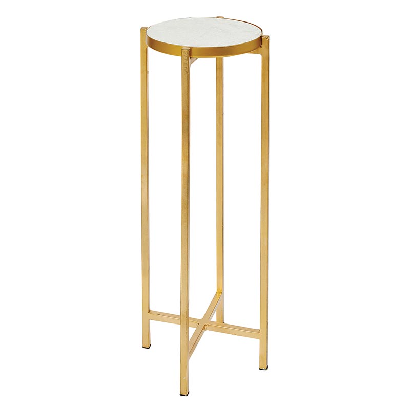 Marble Top Iron Side Table - Bombay Mercantile