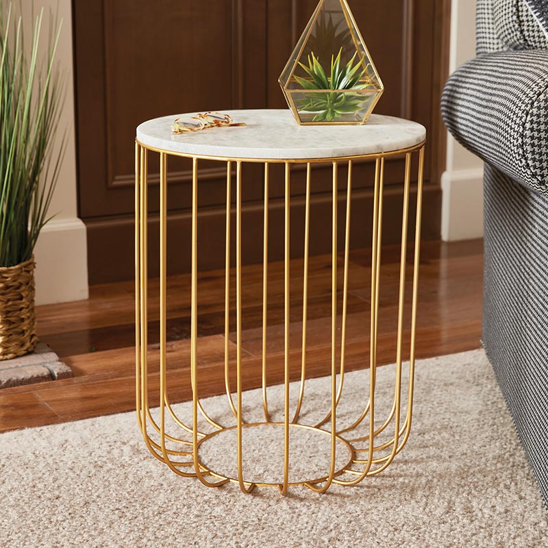 Marble Top Basket Table - Bombay Mercantile