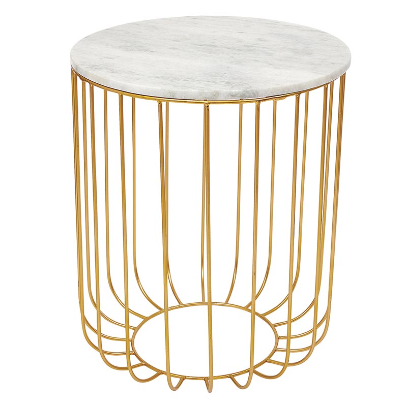 Marble Top Basket Table - Bombay Mercantile