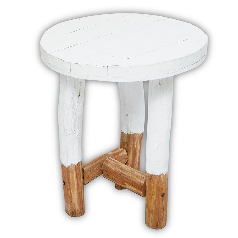 White Half Dipped Side Table - Bombay Mercantile